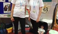 Hazel Ann Johnson and Louise Thomason at the Shetland Sling Library stall at Clickimin last weekend.