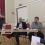 Robert Thorburn of BT addressing the digital forum meeting in Skeld on Saturday, as O2's Paul James and HIE's Stuart Robertson look on.