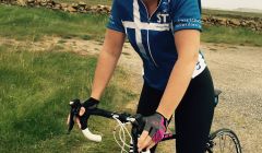 Linda Mills on a trip back to Unst with her bike back in June.