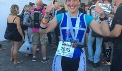A delighted Lynsey Henderson following the near-11 hour Ironman in Copenhagen.