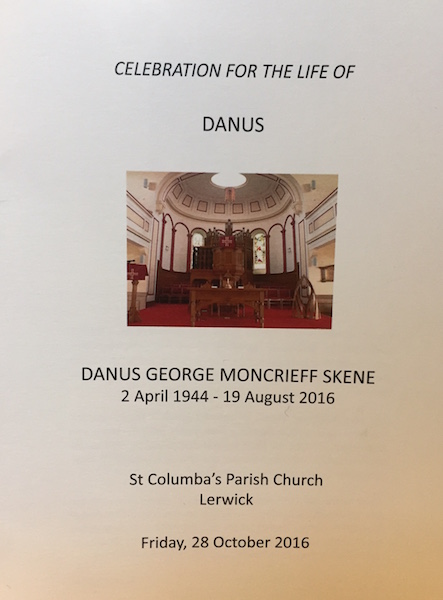 A memorial service celebrating Danus Skene's life was held in St Columba's Parish Church, on Friday afternoon.