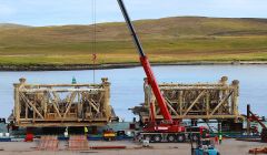 Offshore modules coming ashore at the Greenhead Base.