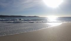 The October weather was even good enough for Stacey Laurenson to enjoy a quick dip in the sea at Meal Beach in Burra, as photographed by her partner Zoe Henry.