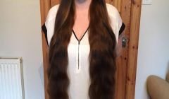 Hayley Leask's hair is an incredible 45 inches long.