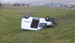 A man was cut free from the van following the accident on Friday morning. Photo: Alex Garrick-Wright/Shetland News