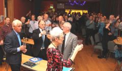 More than 200 friends and family gathered at the Islesburgh Community Centre to pay tribute to local football legend Jim Peterson who died last year - Photo: Davie Gardner