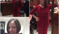 Before and after pictures of Hayley Leask Leaper's charity haircut.