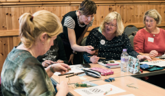 Local knitwear designer Donna Smith during one of her 2016 wool week classes - Photo: Liam Henderson