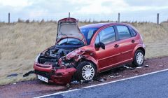 One of the cars damaged in the Virkie crash on Thursday morning - Photo: Ronnie Robertson