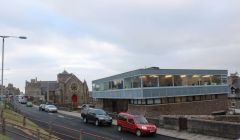 The library's current base at St Ringans Church (left) is a stone's throw away from the old premises at Lower Hillhead. Photo: Hans J Marter/Shetland News