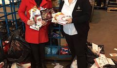 Sharon Deyell (left) and Sheila Manson of Northwards with some of the Christmas card going to be shipped south for recycling.