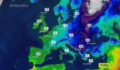Monday's Met Office weather map for Europe.
