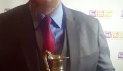 BBC Radio Shetland's Daniel Lawson with his Young Journalist of the Year award. Photo: Laura McIntyre