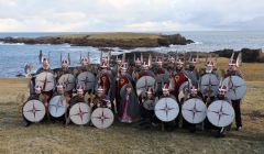 Jarl Christopher Gray and his squad at Outer Skaw, Unst, earlier today (Friday) - Photo: John Coutts