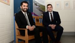 Scottish transport and islands minister Humza Yousaf with Andrew Farquhar of Sumburgh Airport - Photo: Malcolm Younger/Millgaet Media