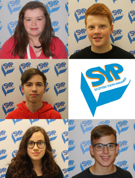 The five candidates are (clockwise from top left corner): Dannii Coleman, Charlie Haddon, Sonny Thomason, Carys Nield and Lewis Johnson