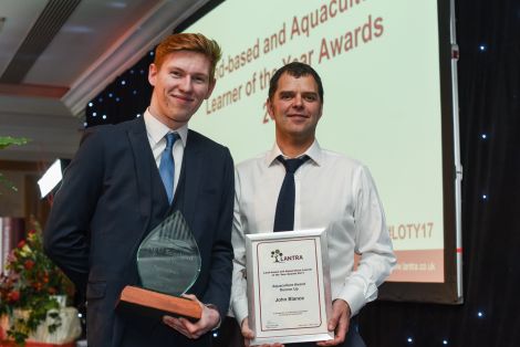 Jakob Eunson (left) and John Blance (right) at this year's Lantra awards ceremony. Photo: Lantra Scotland