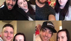 Aimee Hussey meeting members of huge American band All Time Low in Edinburgh.