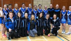 It was the first time both Shetland netball teams had defeated Orkney away from home. Back row (from left): Sarah Grogan (holding daughter Caitlin) Clare Farmer, Bethany Anderson, Kayti Jeromson, Shelley Sandison, Debbie Smith, Natalie Constable, Claire Morris, Vicki Smith, Louise Moar, Ann-Marie Goudie and Rhianne Johnson.Front row: Sanna Aitken, Karen Bannister, Ava Sim, Kirsti Leask, Kim Johnson, Victoria Duthie and Maisie Unsworth. Photo: Mark Harcus.