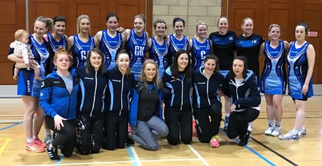 It was the first time both Shetland netball teams had defeated Orkney away from home. Back row (from left): Sarah Grogan (holding daughter Caitlin) Clare Farmer, Bethany Anderson, Kayti Jeromson, Shelley Sandison, Debbie Smith, Natalie Constable, Claire Morris, Vicki Smith, Louise Moar, Ann-Marie Goudie and Rhianne Johnson.Front row: Sanna Aitken, Karen Bannister, Ava Sim, Kirsti Leask, Kim Johnson, Victoria Duthie and Maisie Unsworth. Photo: Mark Harcus.