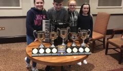 Shetland's young prize winners with their impressive trophy haul.