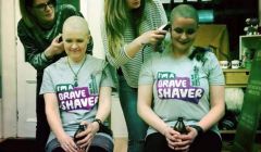 Shona Anderson and Alison Williamson go under the razors to support Macmillan. Photo: Wendy Inkster.