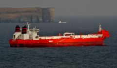 An oil tanker off Gulberwick - Photo: Ronnie Robertson