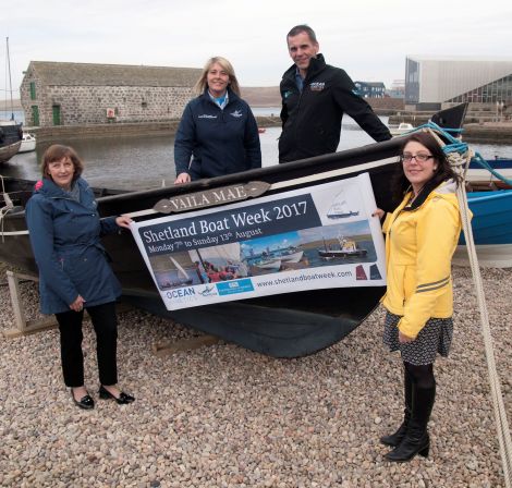 From left to right: Sandra Laurenson (Lerwick Port Authority), Jane Leask (NorthLink Ferries), Derek Leask (Ocean Kinetics) and Emma Miller (Shetland Amenity Trust).
