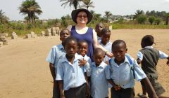 Julia Odie with some of the children from an Operation Orphan-run school in Joe Town, Sierra Leone.