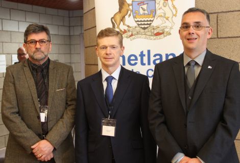 The successful Lerwick North candidates Stephen Leask, Malcolm Bell and John Fraser. The fourth candidate, Thomas Williamson, stood on a Conservative ticket but urged people not to vote for him.