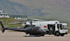 The Eurocopter AS350 refuelling at Sumburgh Airport on Wednesday. Photo: Ronnie Robertson