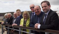 The newly elected SIC leadership (from left to right): Shetland College board chairman, Peter Campbell; audit committee chair and vice chair of the IJB, Allison Duncan; chair of planning, vice-chair of education and vice-chair of Shetland College, Theo Smith; council convener Malcolm Bell, depth convener Beatrice Wishart; political leader Cecil Smith; chair of the education and families committee George Smith and chairman of the environment and transport committee Ryan Thomson. Missing from the photo are depute leader Steven Coutts who couldn't attend the meeting, and chair of the harbour board Andrea Manson. Photo: Hans J Marter/ Shetland News