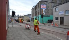 Roadworks at the Esplanade in central Lerwick. Photo: Shetland News.