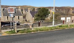 Roadside railings along Lerwick's Hillhead were damaged in the incident. Photo: Shetland News.