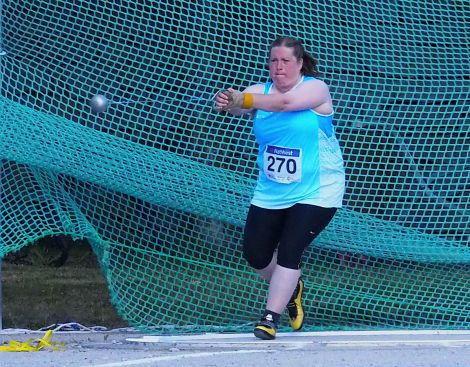 Elaine Park also came 5th in the hammer throw. Photo: Maurice Staples