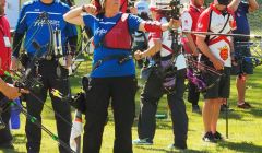 Shetland's archers in action during the NatWest Island Games in Gotland on Tuesday. Photo: Maurice Staples.