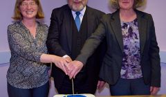 CAB's Shetland manager Karen Eunson, chairman Gordon Mitchell and Citizens Advice Scotland's Highlands and Islands development officer Carol Greer. Photo: Chris Brown.