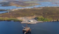 The extended Dales Voe pier has already received the first oil installation for decommissioning. Photo: John Coutts/LPA