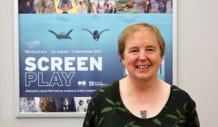 Co-curator Kathy Hubbard at the launch of the 2017 Screenplay film festival. Photo courtesy of Shetland Arts.