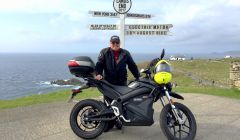 John Chivers at the Land's End sign at the start of his trip.