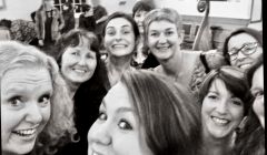 Veronica McBurnie (left) with some of the other singers who took part in a previous Shetland event.