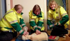 Brae first responders Caroline Clark, Carolyn McKay and Tricia Robertson (L-R) doing some training. Photo: Kaylee Robertson
