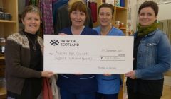 Left to right: Shona Anderson (brave shaver), Lynne Croy and Alison Gaffney (Macmillan Cancer Support nurses) and Alison Williamson (brave shaver).