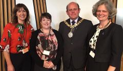 Marie Manson, chairwoman of Shetland Sands (second from left) with - Nicola Welsh of Sands Lothians (left), Marie Manson, Edinburgh Lord Provost Frank Ross and Clea Harmer, CEO of Sands UK.