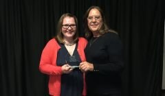Julie Thomson with Silvia Dandy from sponsors United Carlton. Photo: PMLG