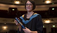Victoria Cumming at the degree ceremony on Saturday night: ' quite busy but still possible and doable'. Photo: Open University