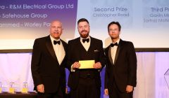 Award winner Daniel Gear (centre) with EIC CEO Stuart Broadley (left) and Dr Ian Broadbent (right), MBA director at Robert Gordon University.