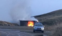 The shed at Sea Road is well alight. Photo:Elissa Blankley