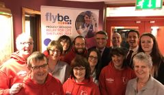 Representatives of Flybe and Eastern Airways pictured with Shetland Relay for Life committee members.