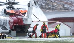 A man complaining of chest pains was airlifted to the Gilbert Bain Hospital on Saturday afternoon. Photo: Austin Taylor